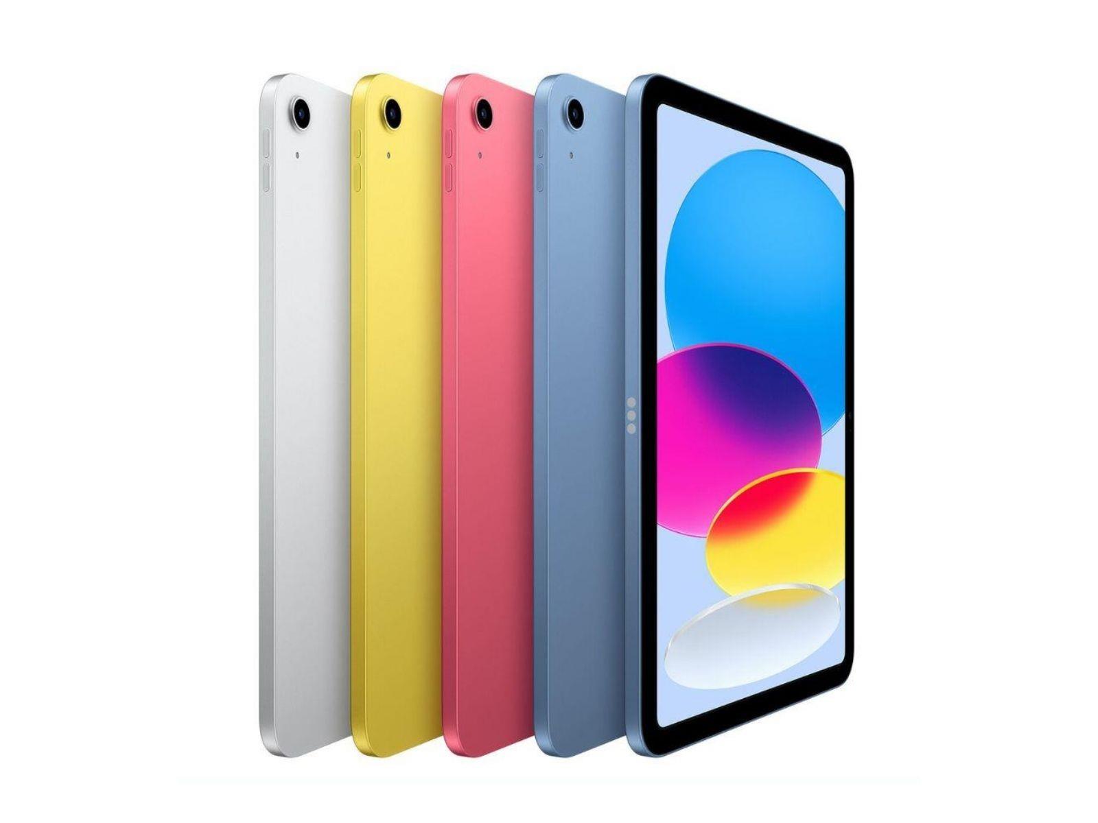 iPad 10 In Silver, Yellow, Pink, And Blue Side View
