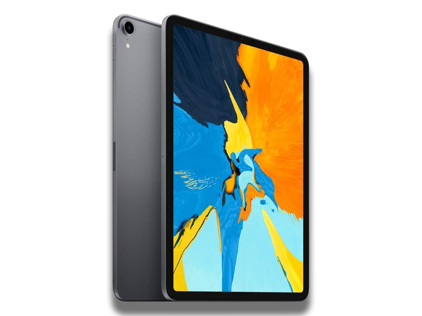 Image shows an angled view of the space grey Apple iPad Pro 11-inch 1st Generation 