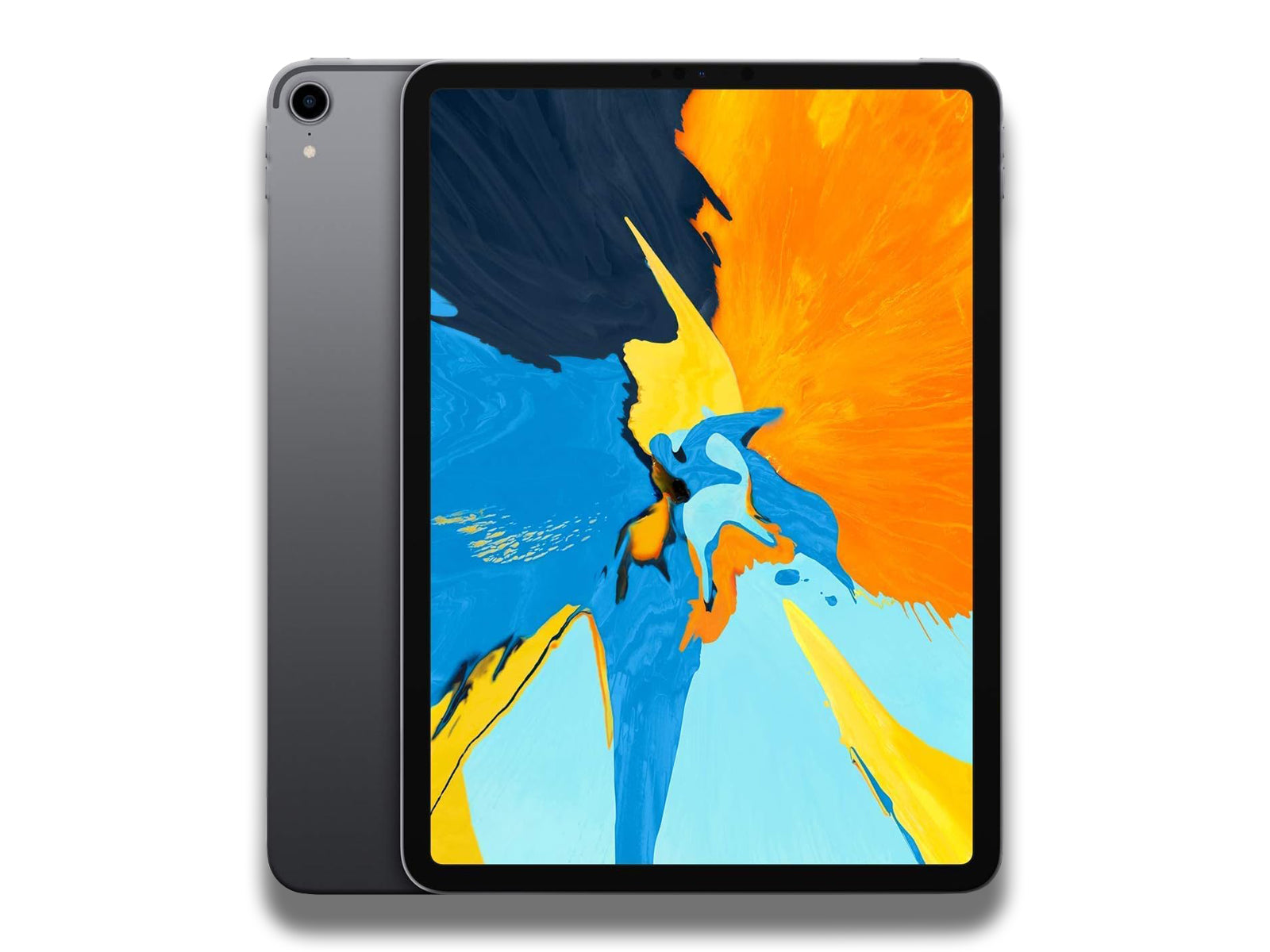 Image shows the front and back of the space grey Apple iPad Pro 11-inch 1st Generation 