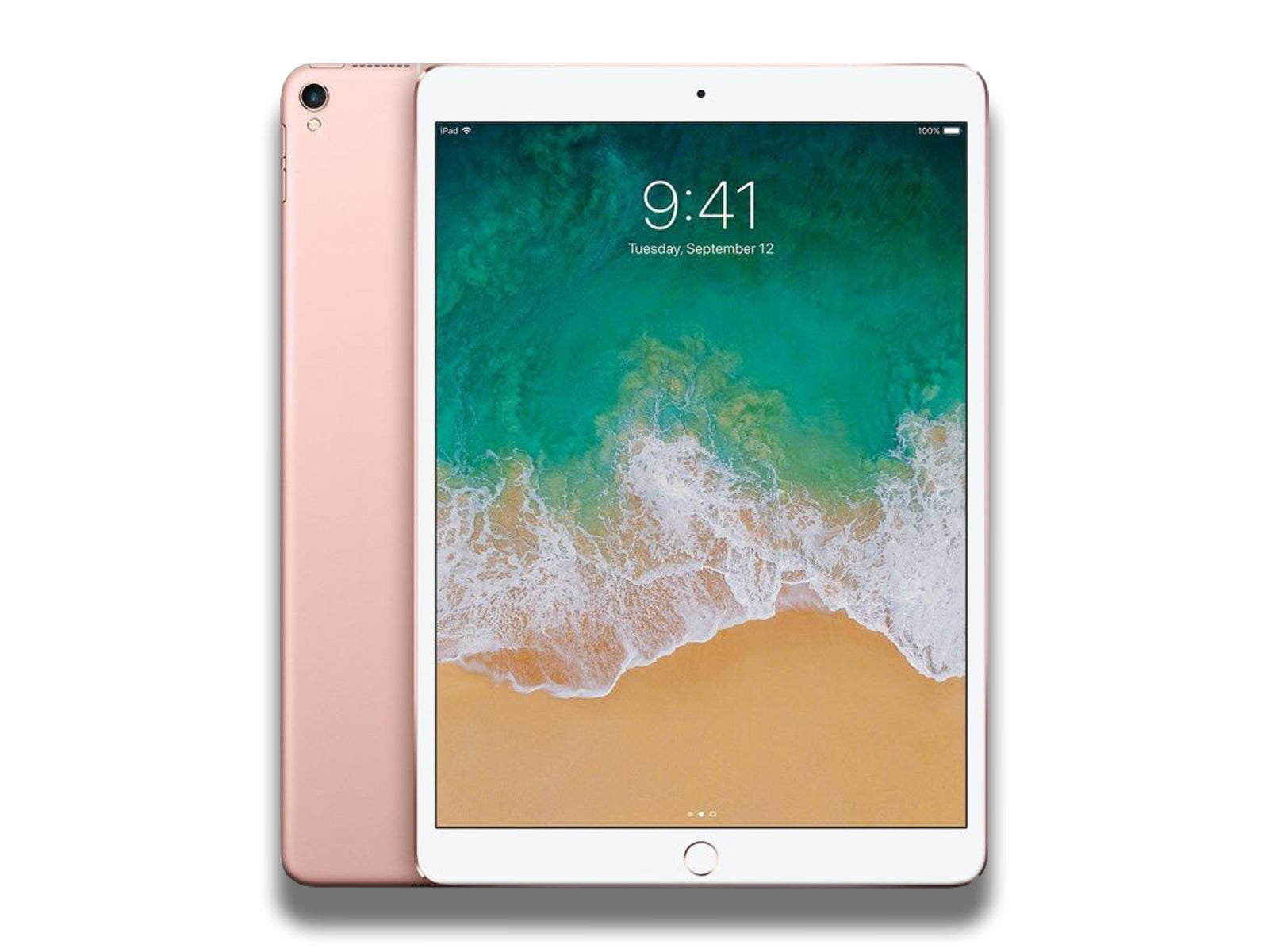 Image shows a front and back view of the Rosegold Apple iPad Pro 10.5-inch
