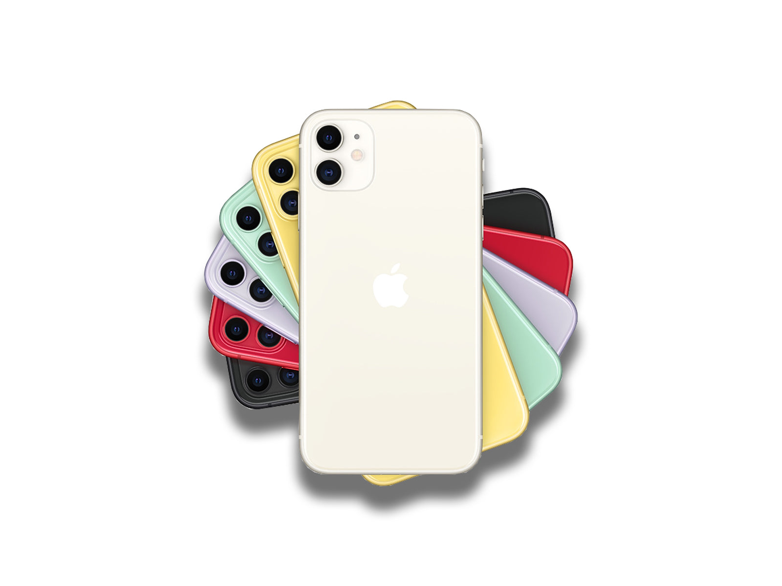 Apple iPhones in Black Green Yellow Purple Red And White