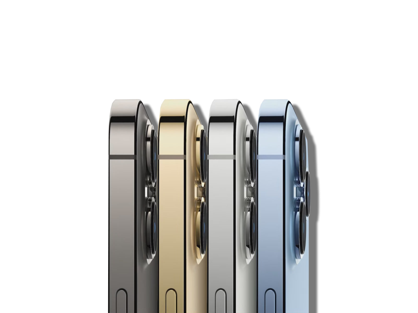 Apple iPhone 13 Pro Max Side View in Sierra Blue, Graphite And Gold, Silver