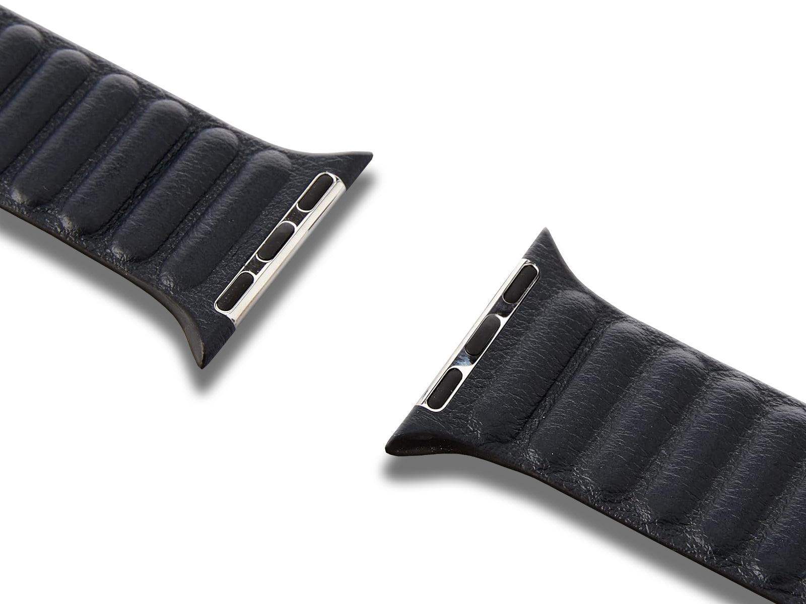 Apple - Apple Watch Strap 41mm Leather Link M/L Midnight