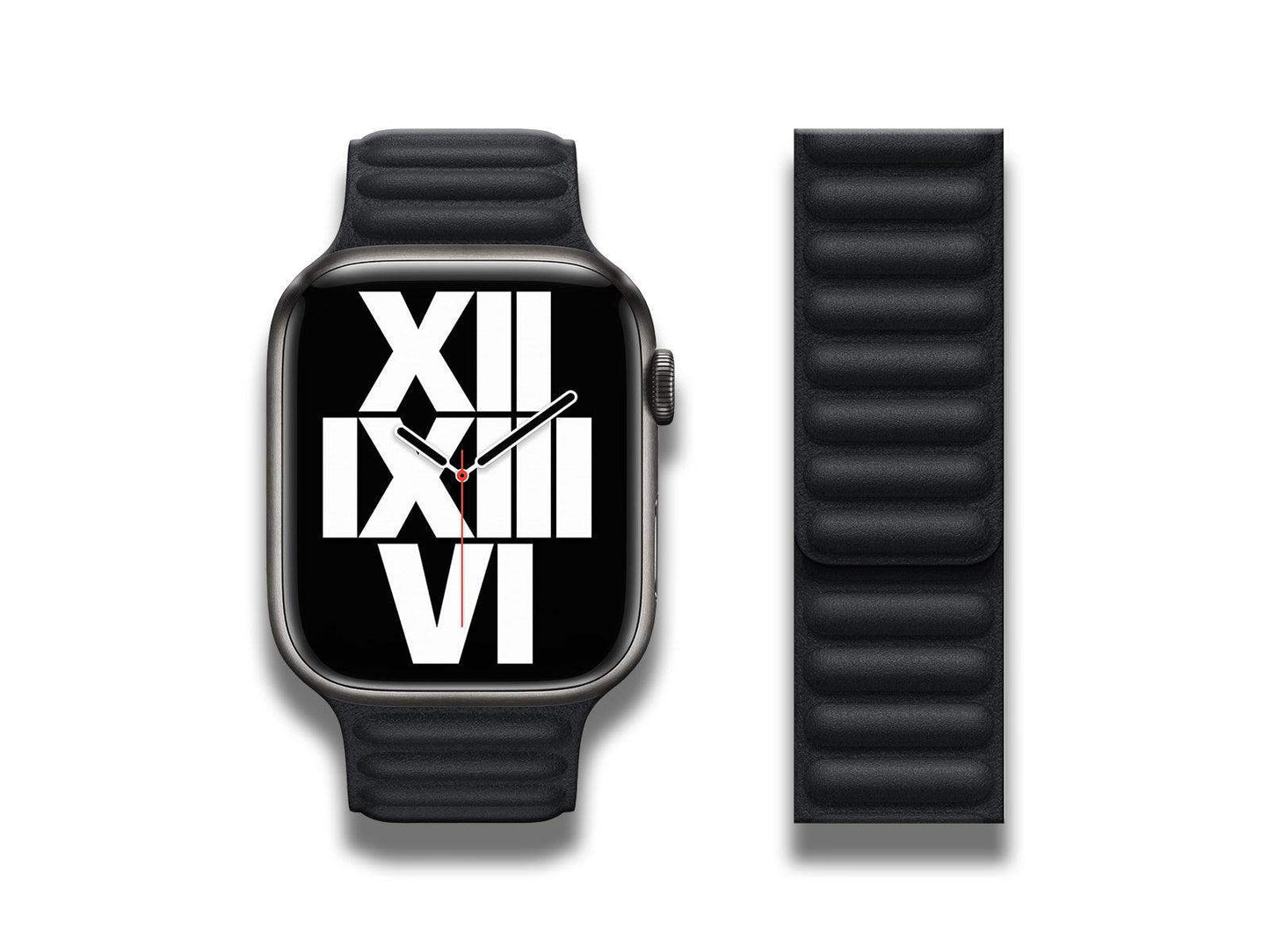 Apple - Apple Watch Strap 41mm Leather Link M/L Midnight