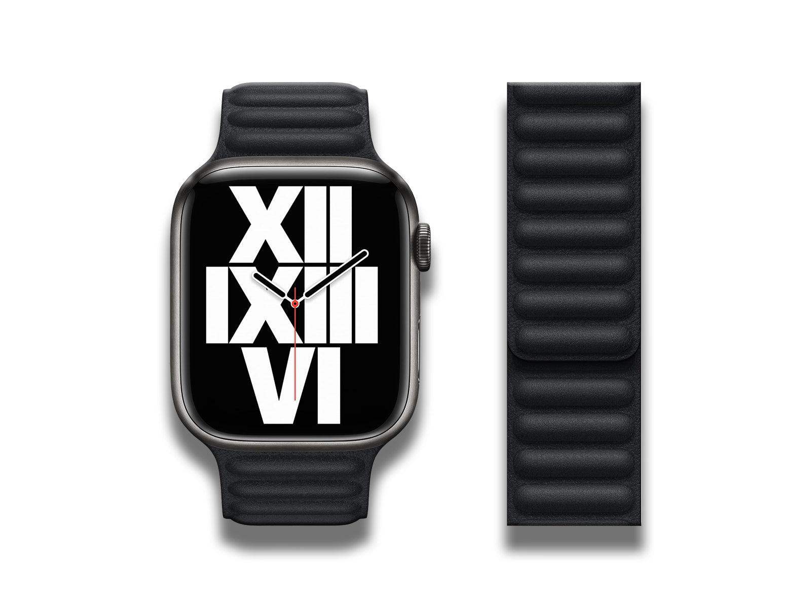 Apple - Apple Watch Strap 41mm Leather Link M/L Midnight