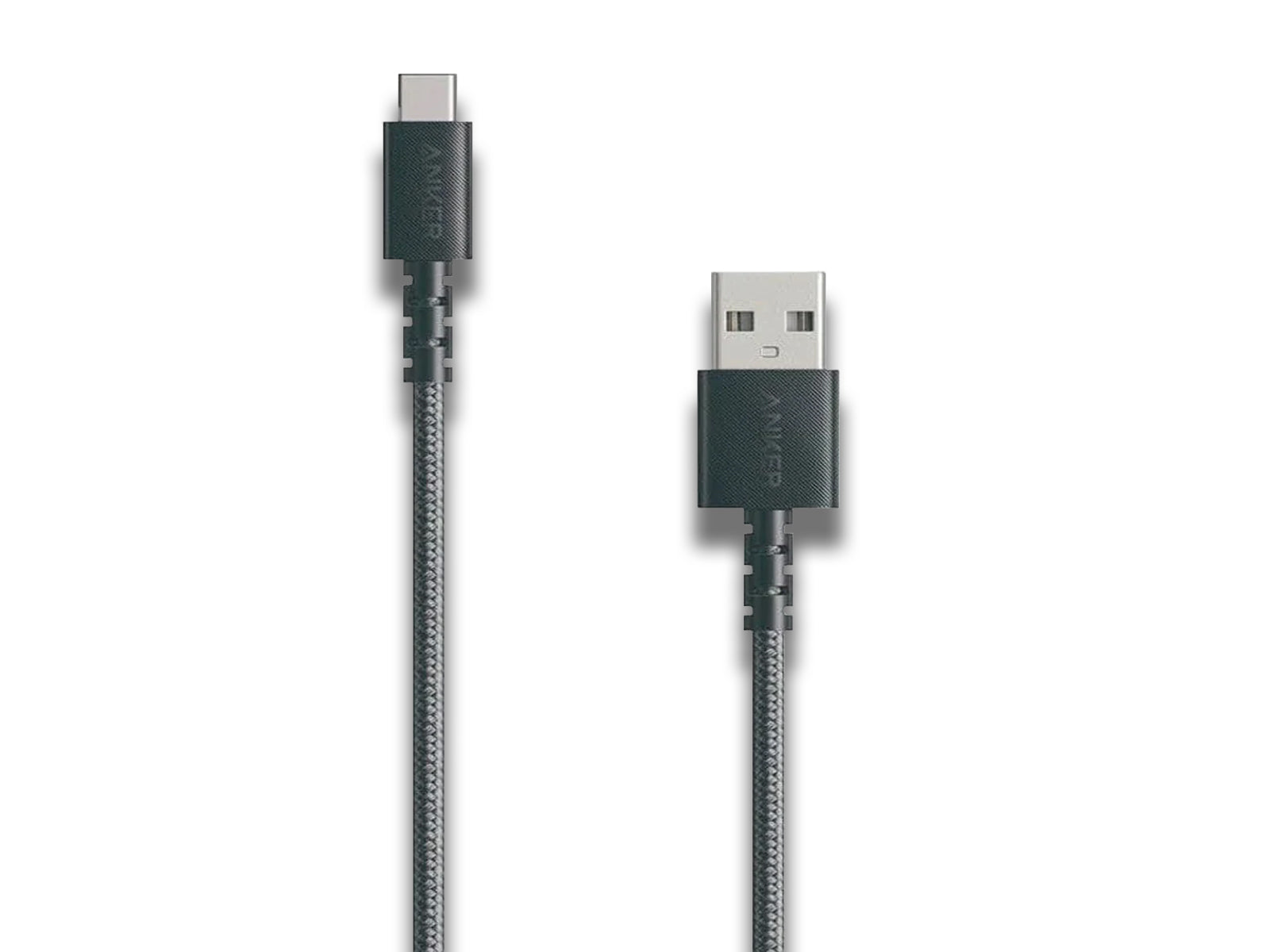 close up view of both connectors on the PowerLine Select+ USB-A to USB-C High-Speed Charging Cable