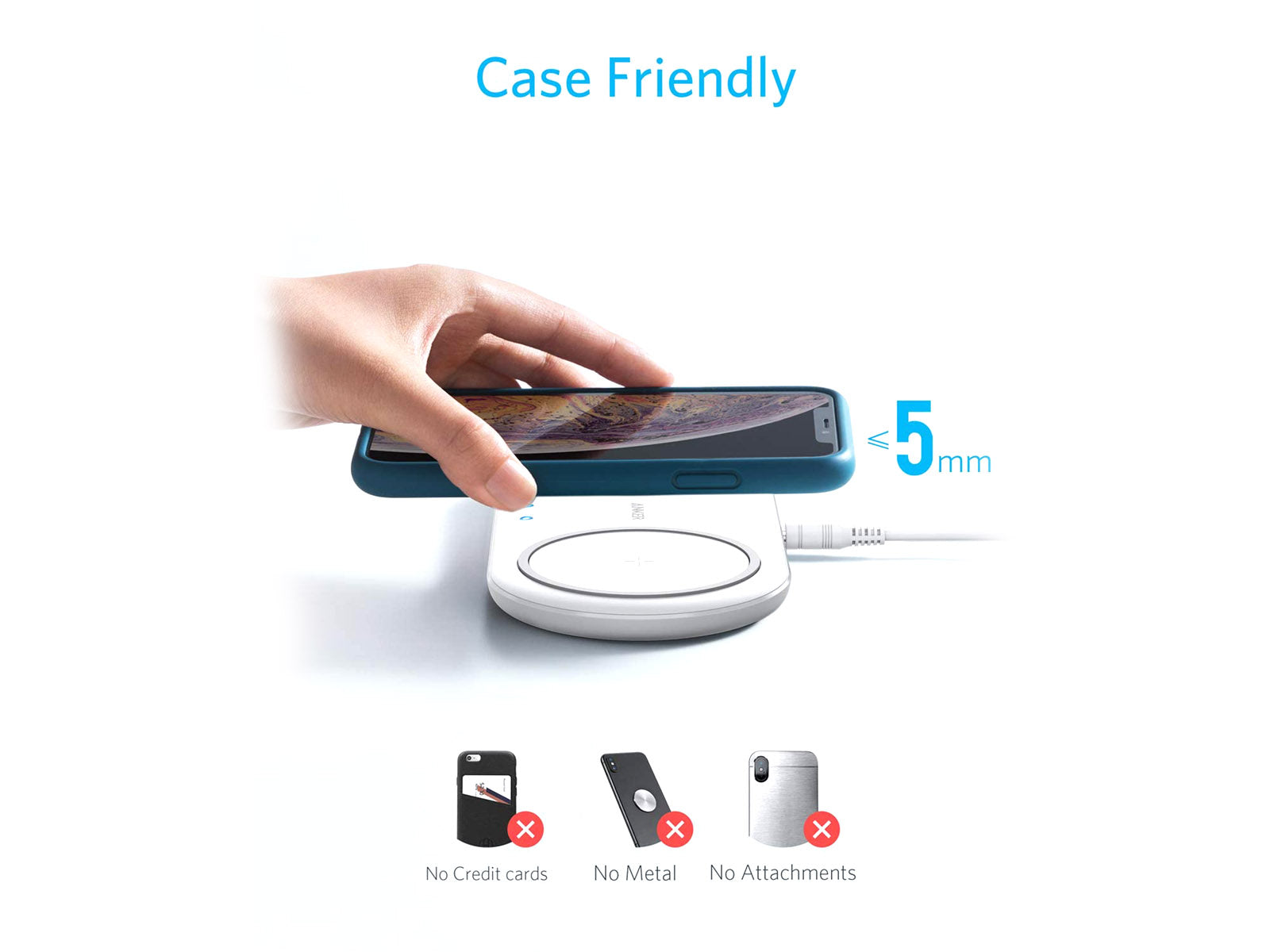 PowerWave Wireless Phone Charger Dual Pad Case Friendly