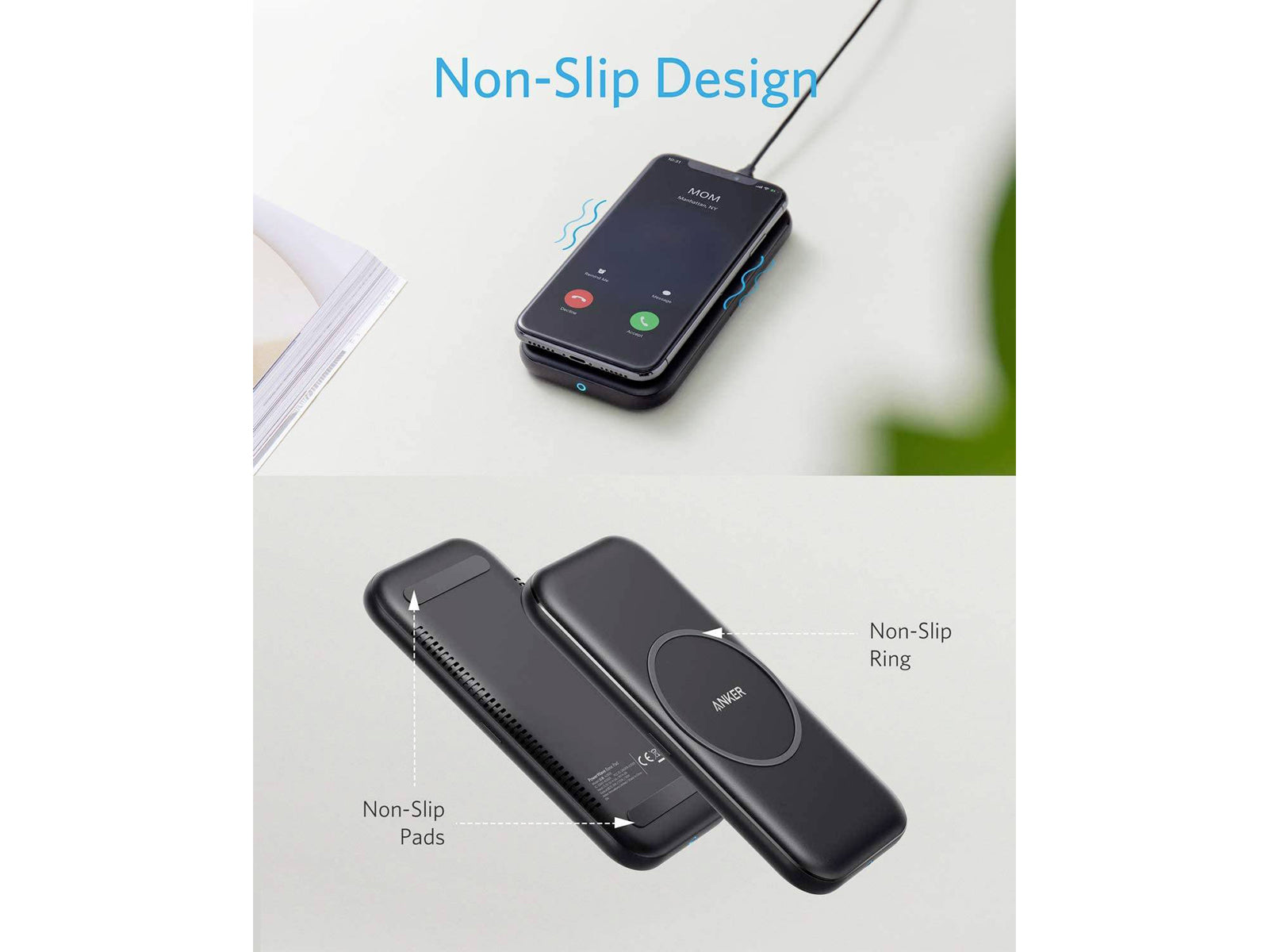 Image shows the non slip feature of the Wireless Charging PowerWave Pad